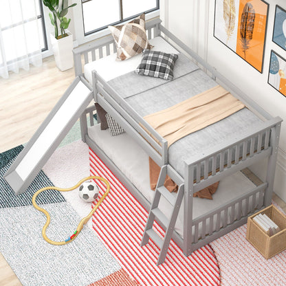 Bunk bed with convertible slide and ladder in gray wood by HouseOfZazla on Tampa Home & Garden Store