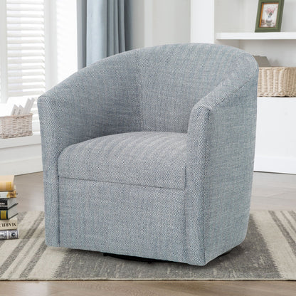 Lainey Swivel Barrel Chair gray herringbone fabric 360 rotation by HouseOfZazla on Tampa Home & Garden Store