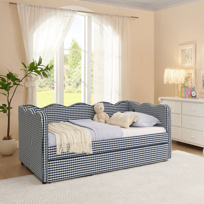 Gingham Daybed With USB Port and Wave Design