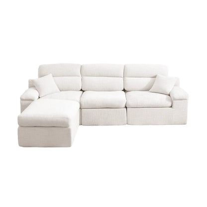 Corner chaise sofa with high back in white fabric, 2-piece set by Unique Piece Furniture on Tampa Home & Garden Store