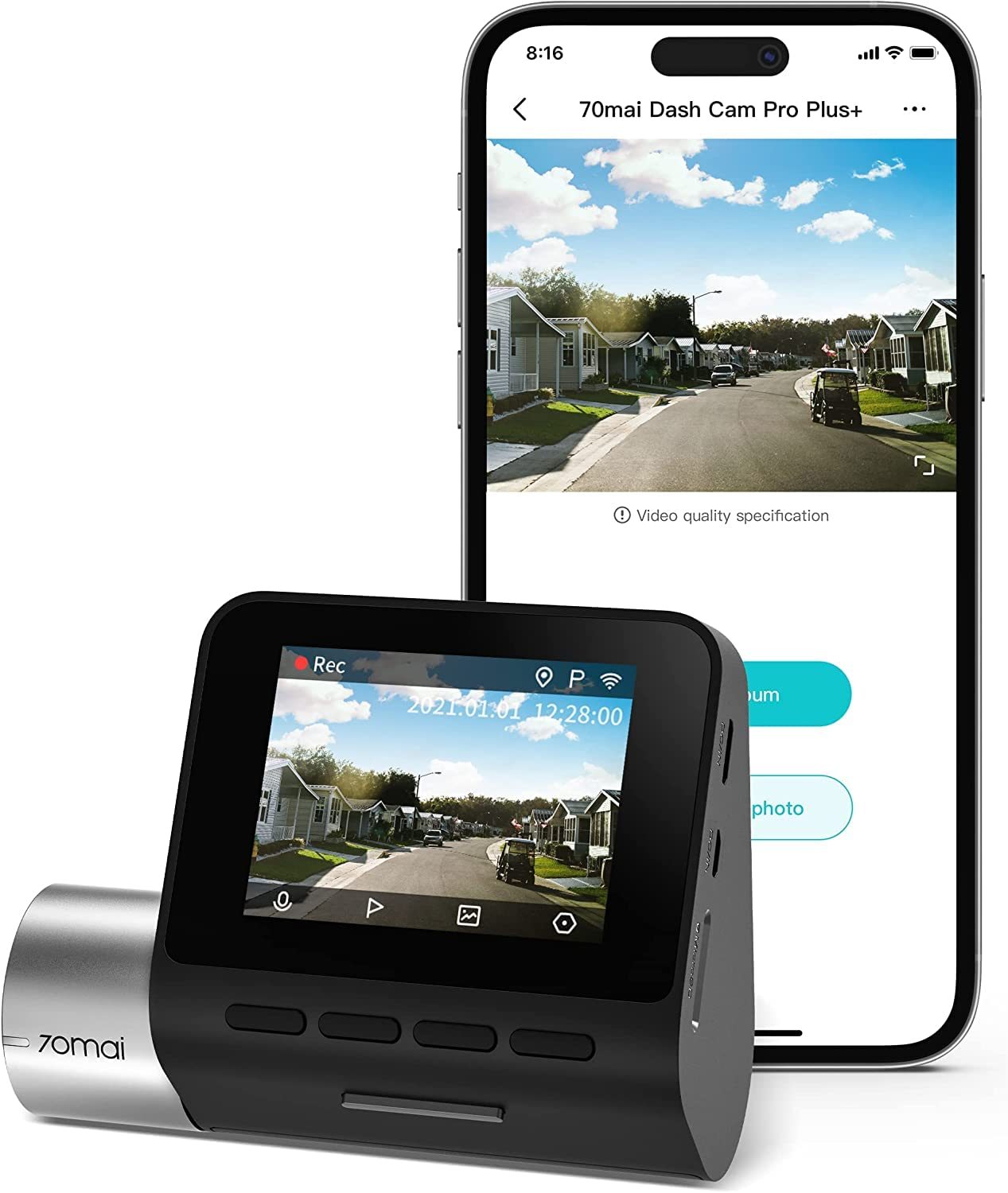 70mai A500s dash cam with black/silver body and built-in GPS car camera on Tampa Home & Garden Store