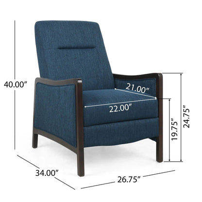 Drury Contemporary Fabric Upholstered Pushback Recliner blue fabric by Unique Piece Furniture on Tampa Home & Garden Store