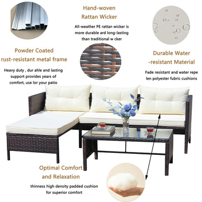 3 Piece Outdoor Wicker and Rattan Patio Set