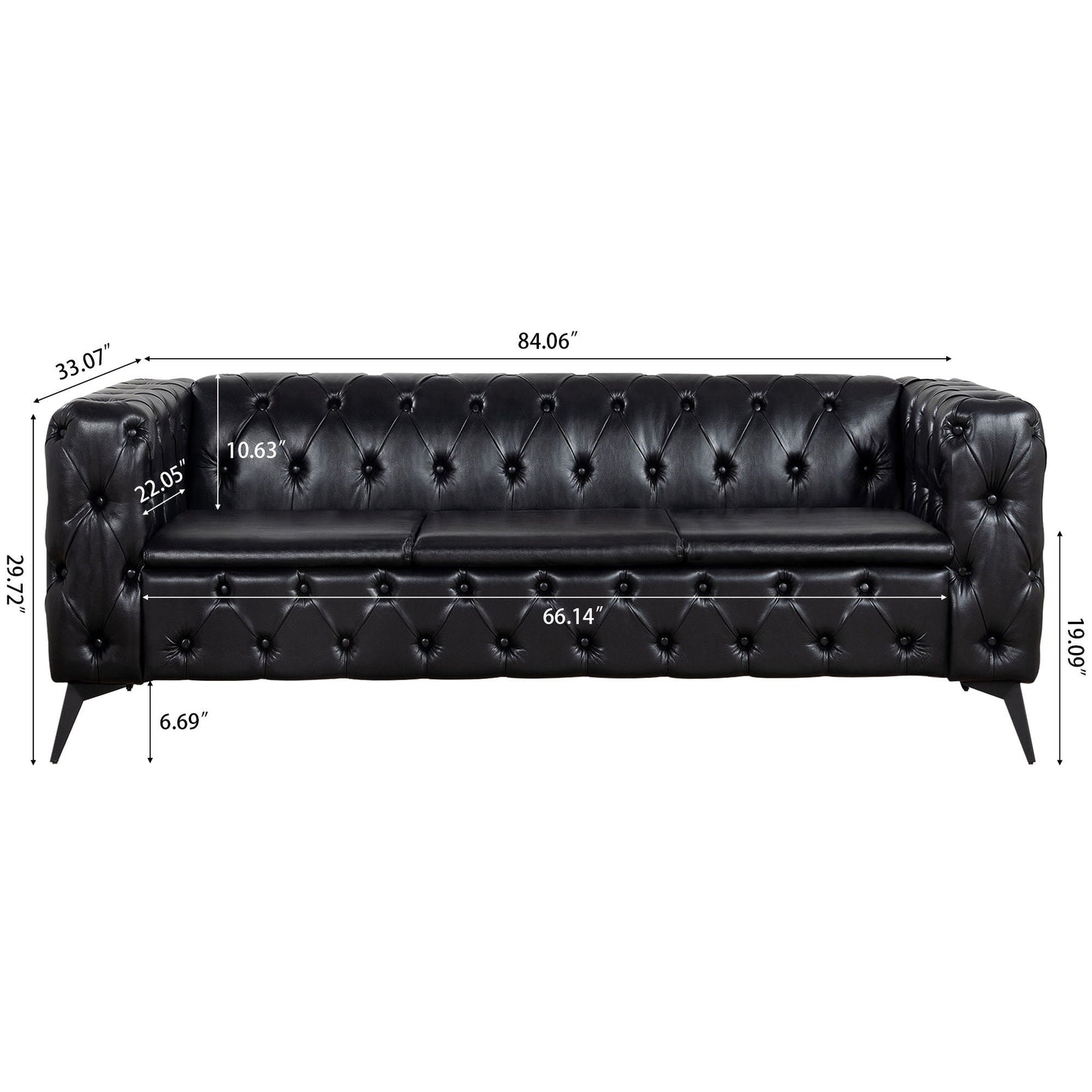 Modern 3 Seater Sofa with Square Arm and Cushion
