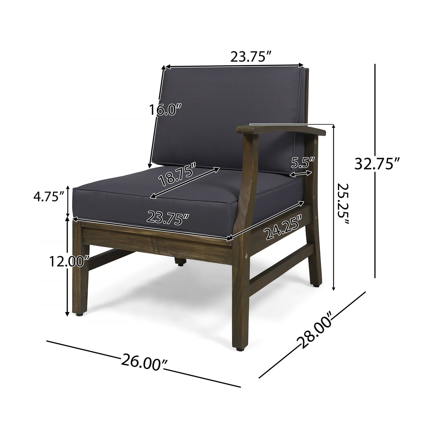 the Perla Acacia Wood Patio Armchair for Outdoors