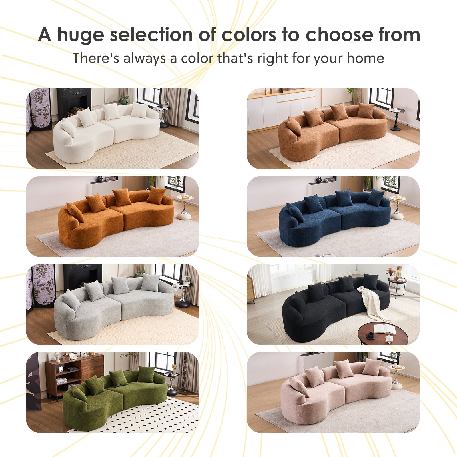 LY-025 Sleeper Sectional Sofa 4-Seater wood grain chenille by HouseOfZazla, eight variants on Tampa Home & Garden Store
