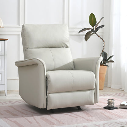 Manual rocker recliner chair with cream leather-look upholstery for adults on Tampa Home & Garden Store