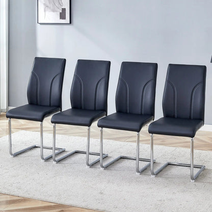 Modern dining chairs set of 5 with high backs in black leather and chrome cantilever legs on Tampa Home & Garden Store