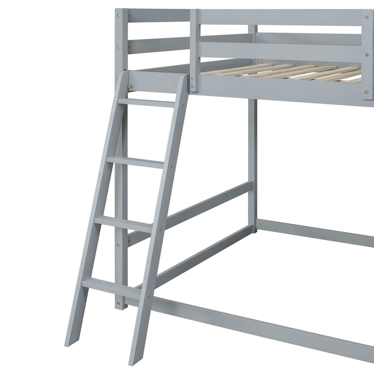 Bunk bed with gray pine wood frame and attached ladder on Tampa Home & Garden Store