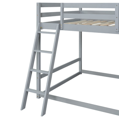 Bunk bed with gray pine wood frame and attached ladder on Tampa Home & Garden Store