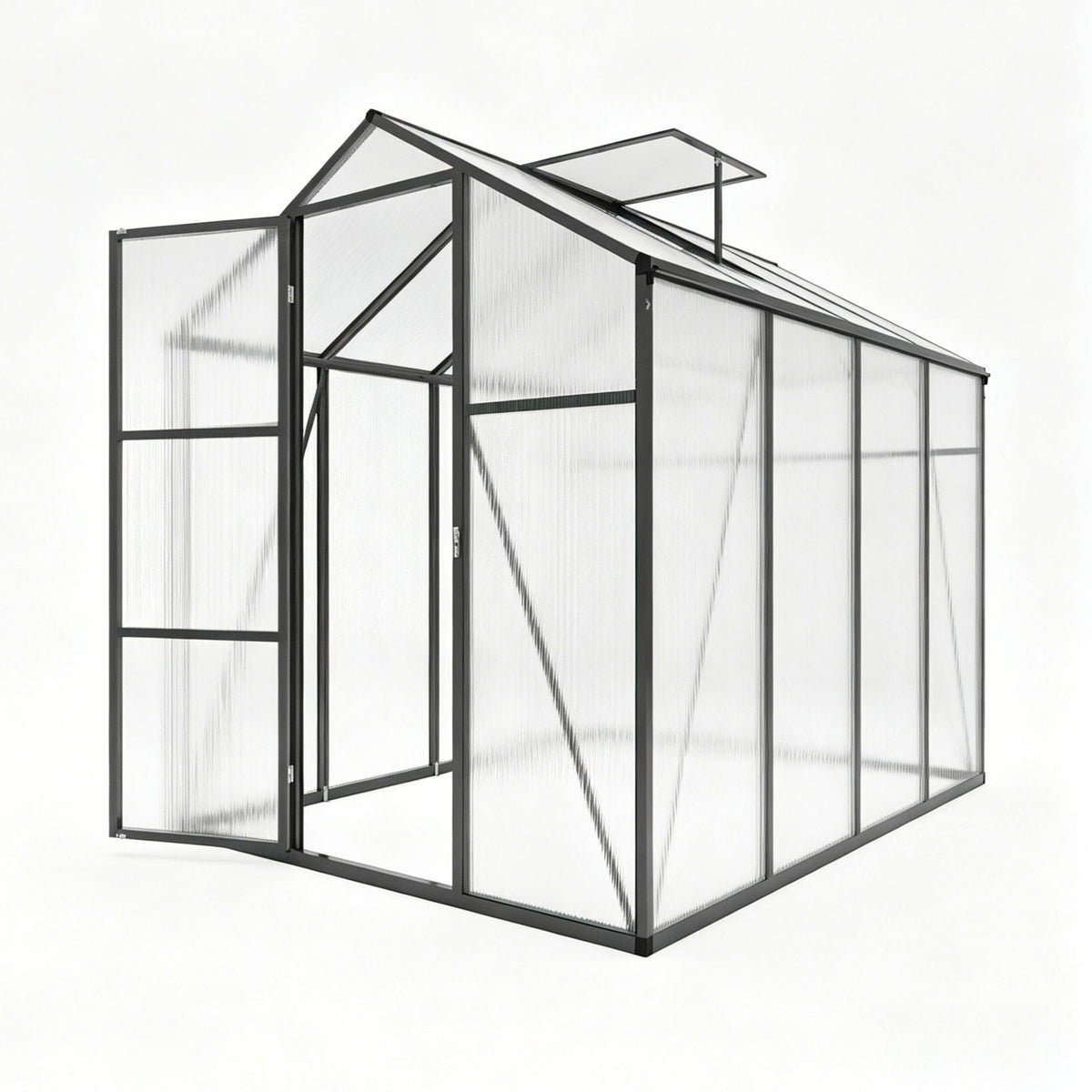 Windproof Greenhouse with Raised Base, black frame and polycarbonate panels by HouseOfZazla on Tampa Home & Garden Store