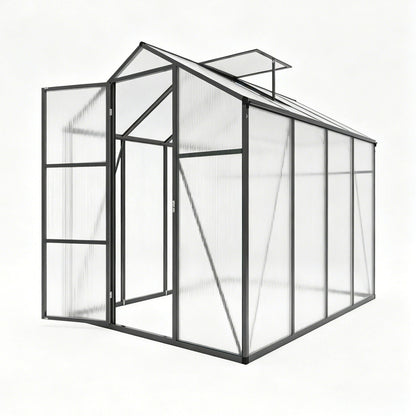 Windproof Greenhouse with Raised Base, black frame and polycarbonate panels by HouseOfZazla on Tampa Home & Garden Store