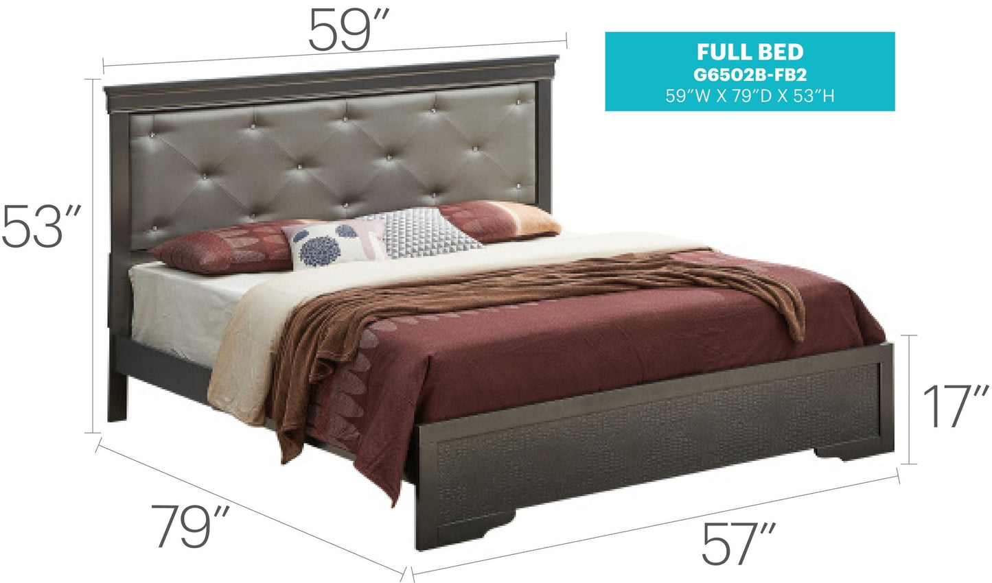 Transitional Tufted Bed and Textured Footboard