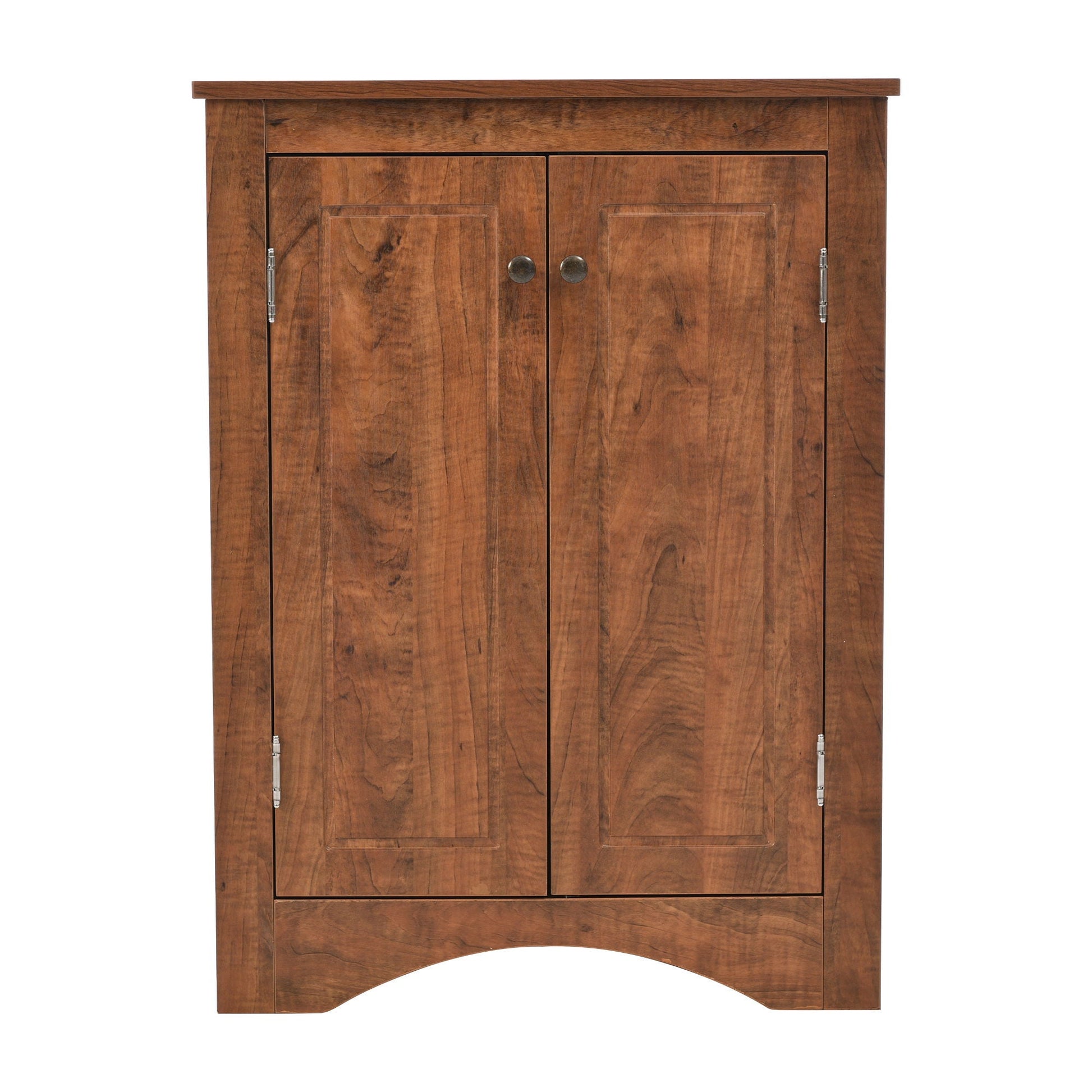 Triangle bathroom storage cabinet HouseOfZazla in warm wood finish, freestanding linen cabinet on Tampa Home & Garden Store