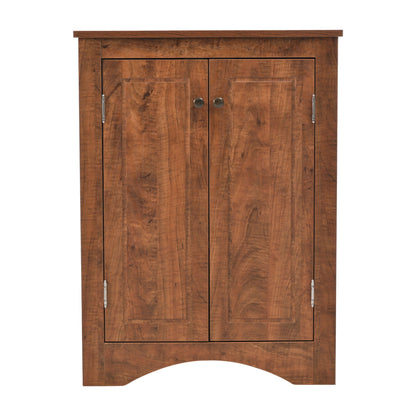 Triangle bathroom storage cabinet HouseOfZazla in warm wood finish, freestanding linen cabinet on Tampa Home & Garden Store