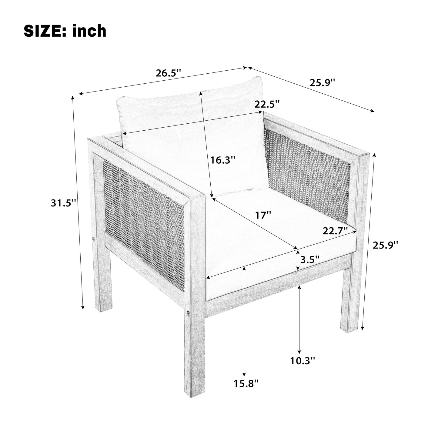 Patio Sofa Set for Outdoor Woven Rattan Seating