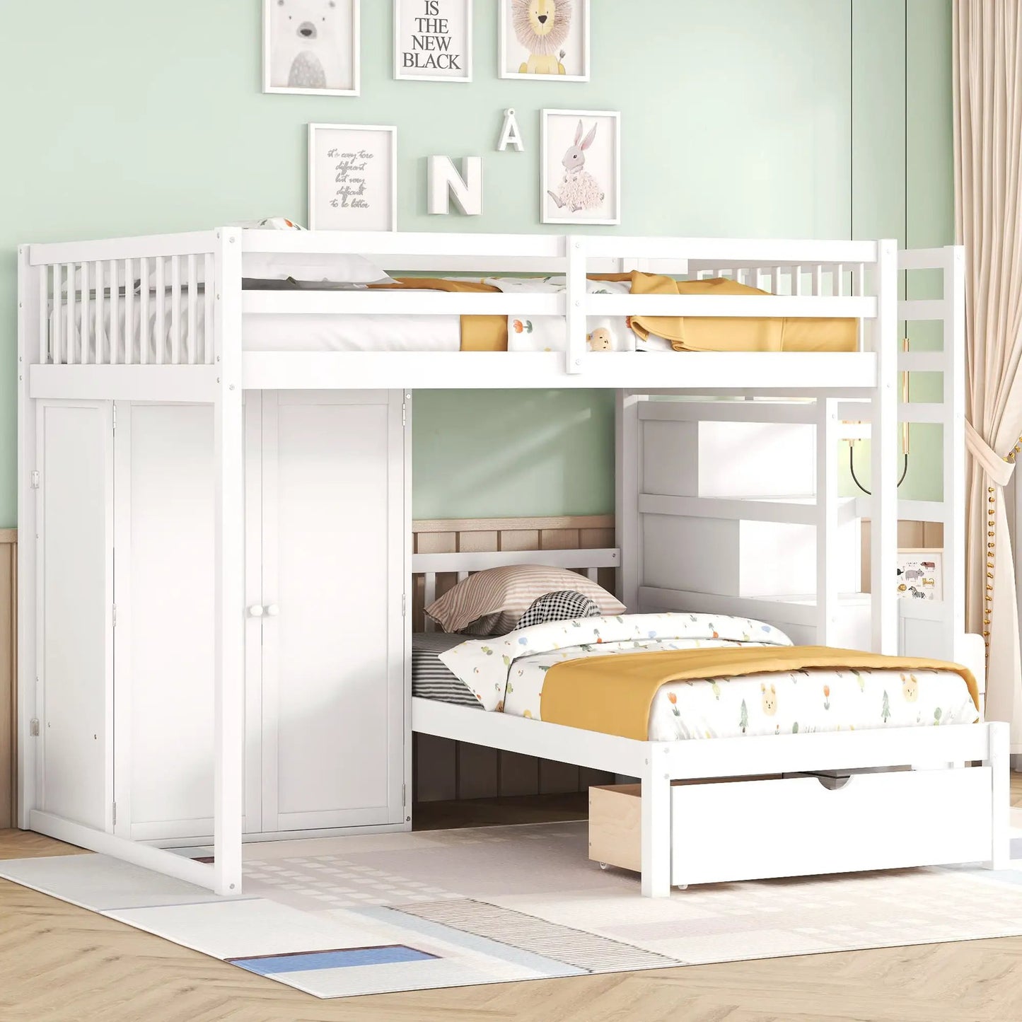 Bunk Bed With Wardrobe and Drawers Full Size