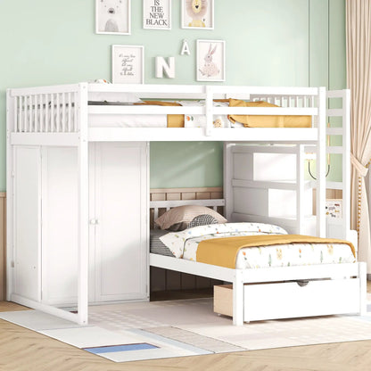 Bunk Bed With Wardrobe and Drawers Full Size