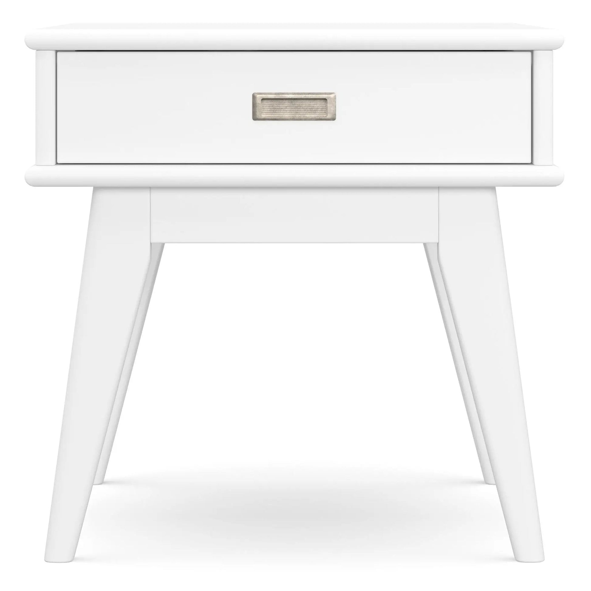 Draper Handcrafted Mid Century End Table white finish with metal pull by Unique Piece Furniture on Tampa Home & Garden Store