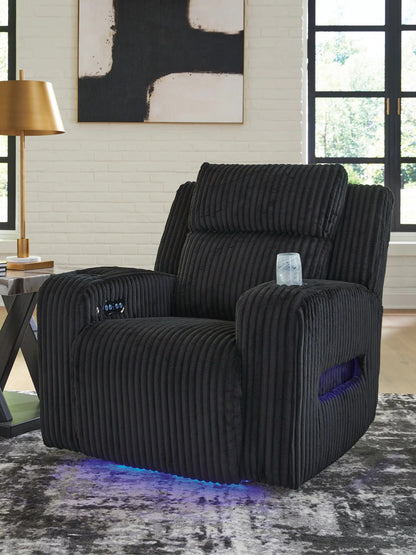 Forest Lake recliner with adj headrest in black ribbed corduroy by Unique Piece Furniture on Tampa Home & Garden Store