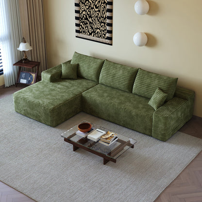107 inch green cloud sectional sofa with L-shaped chaise in a stylish living room on Tampa Home & Garden Store
