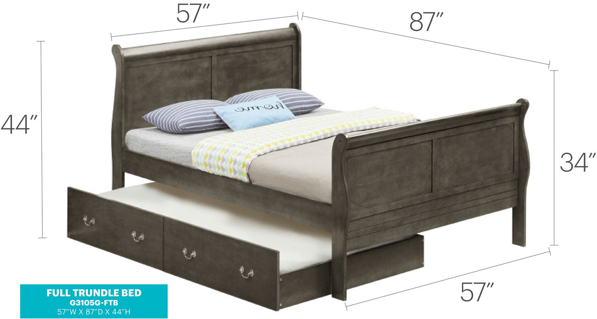 Elegant full trundle bed by HouseOfZazla in dark wood finish with under-bed storage drawers on Tampa Home & Garden Store
