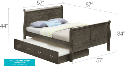 Elegant full trundle bed by HouseOfZazla in dark wood finish with under-bed storage drawers on Tampa Home & Garden Store