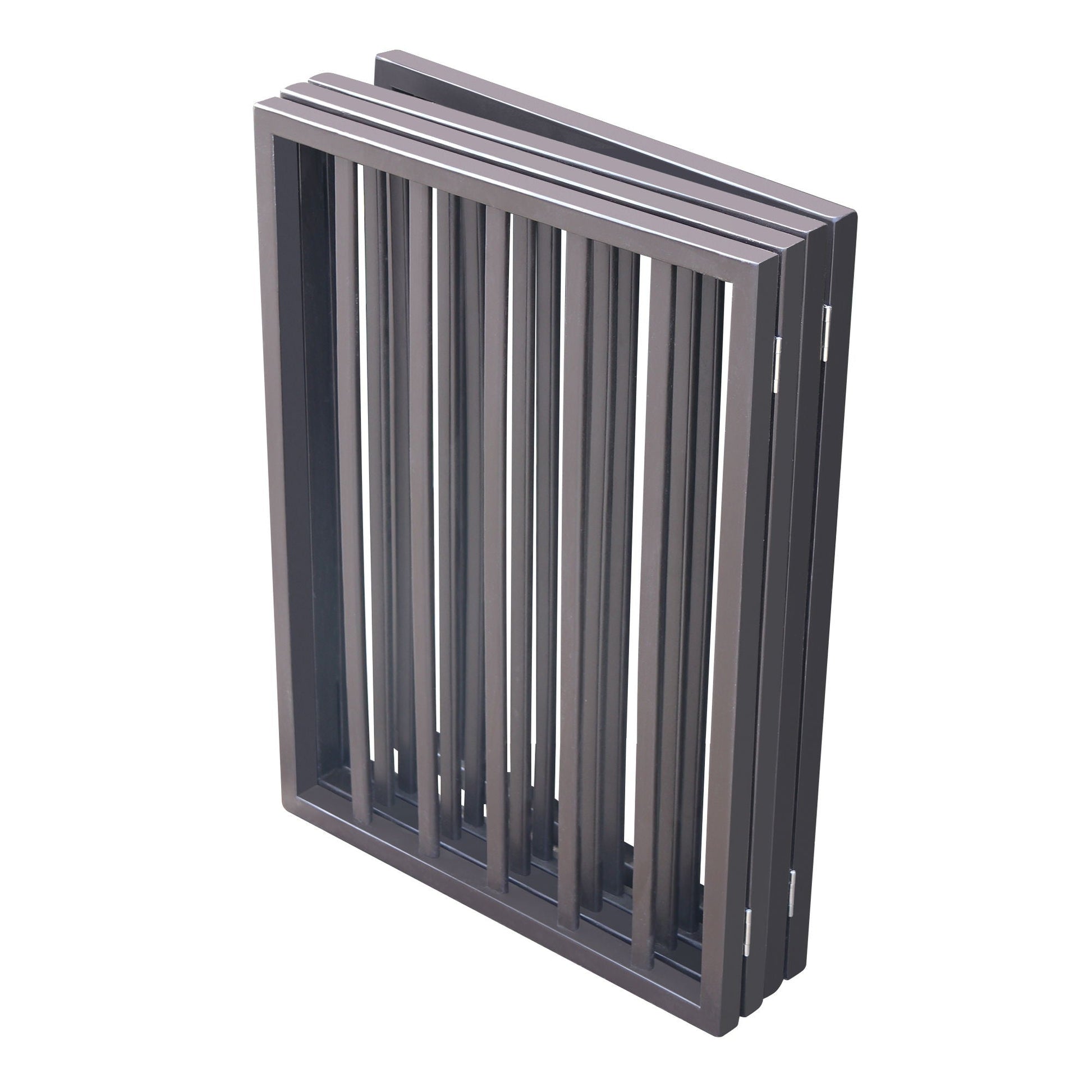 Dark brown folding pet gate for doorways and stairs, freestanding metal by HouseOfZazla on Tampa Home & Garden Store