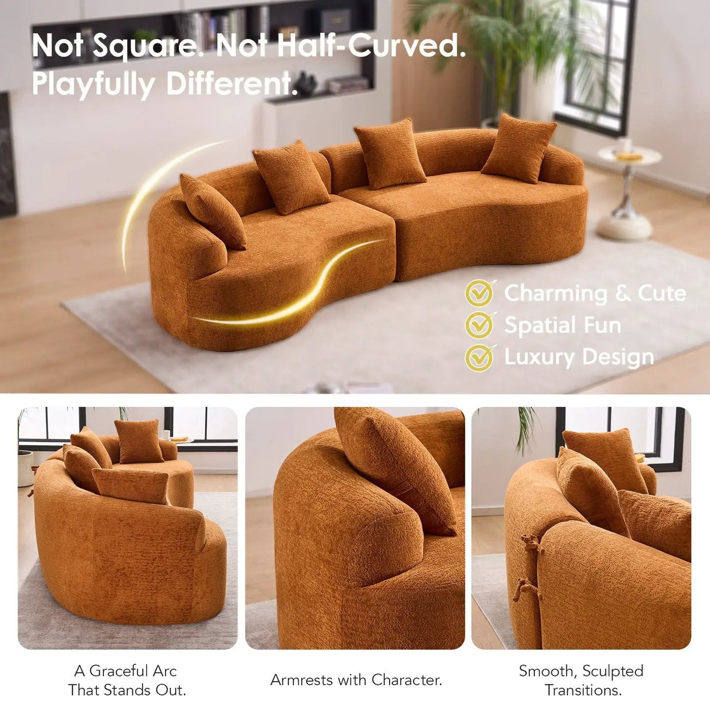 4 Seater Fabric Sofa With Sleeper For Living Room
