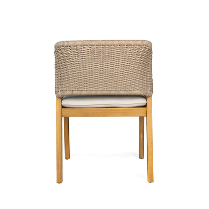 Acacia rope dining chair from HouseOfZazla with natural beige weave and light wood legs on Tampa Home & Garden Store