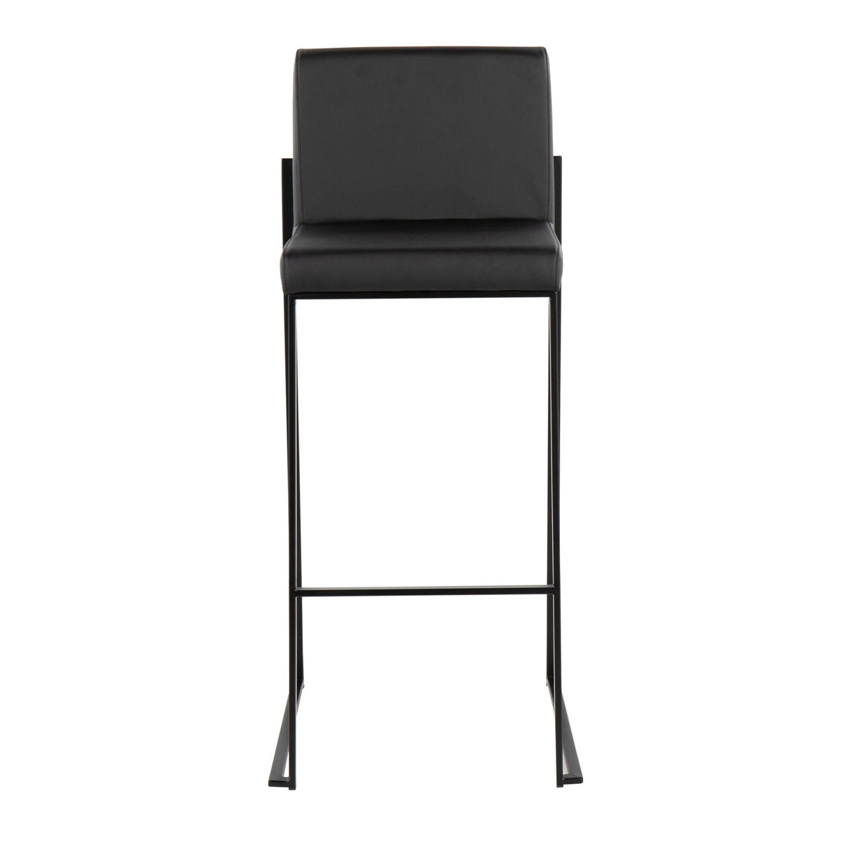 Black high-back contemporary barstool with padded seat and slim metal frame on Tampa Home & Garden Store