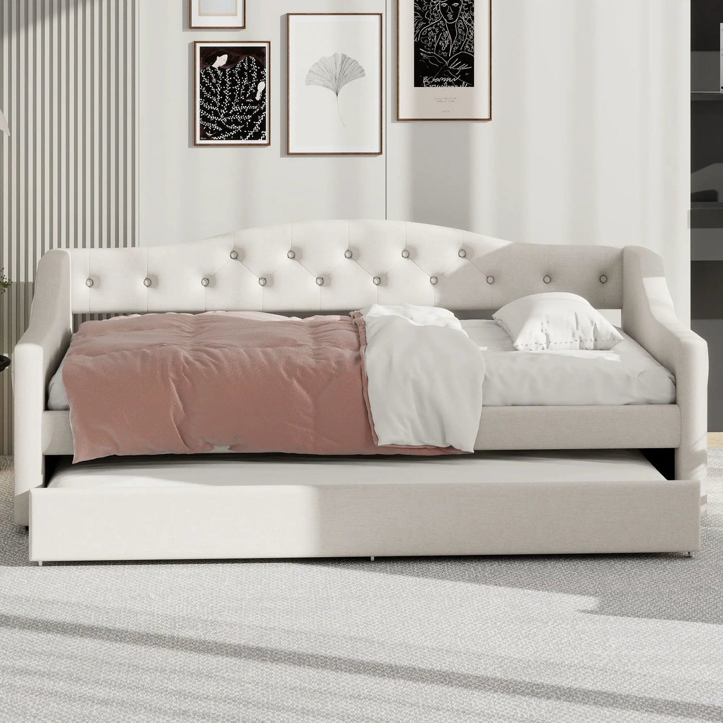 Daybed With LED Lighting and Upholstered Frame