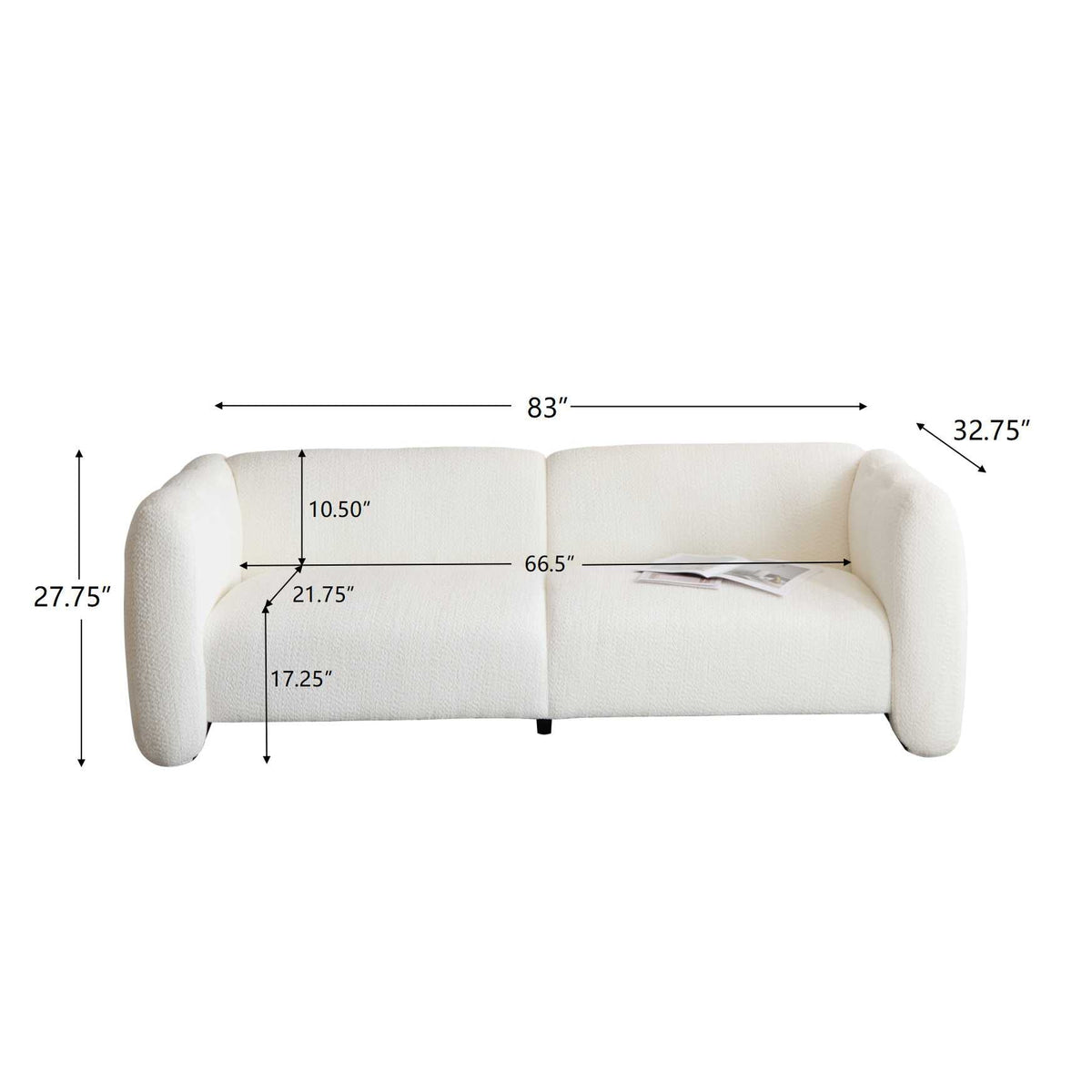 Curved Three Seater Boucle Sofa and Frame