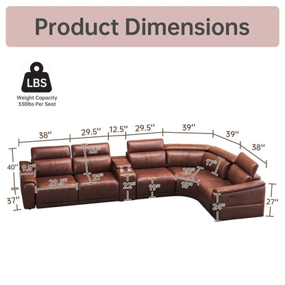 6 piece modular reclining sectional sofa in brown with 2 cup holders by Unique Piece Furniture on Tampa Home & Garden Store