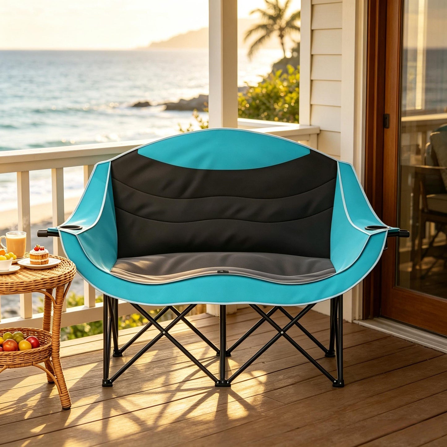 Foldable Outdoor Loveseat for Camping and Patio