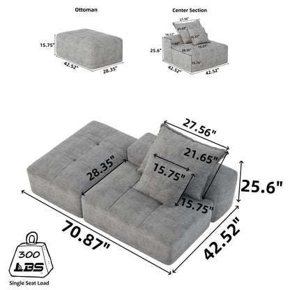 Modern Oversized Modular Sectional Sofa with ottoman in gray by HouseOfZazla on Tampa Home & Garden Store