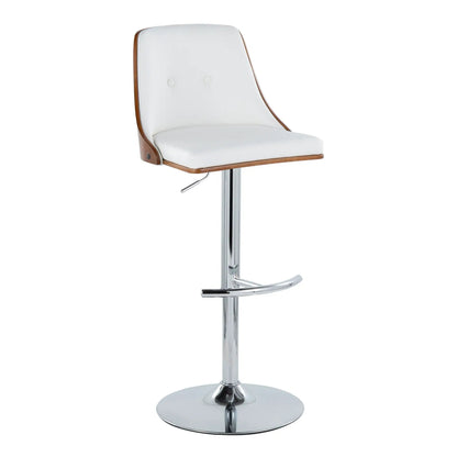 Gianna midcentury barstool with swivel and T-footrest, white leather seat, chrome base on Tampa Home & Garden Store