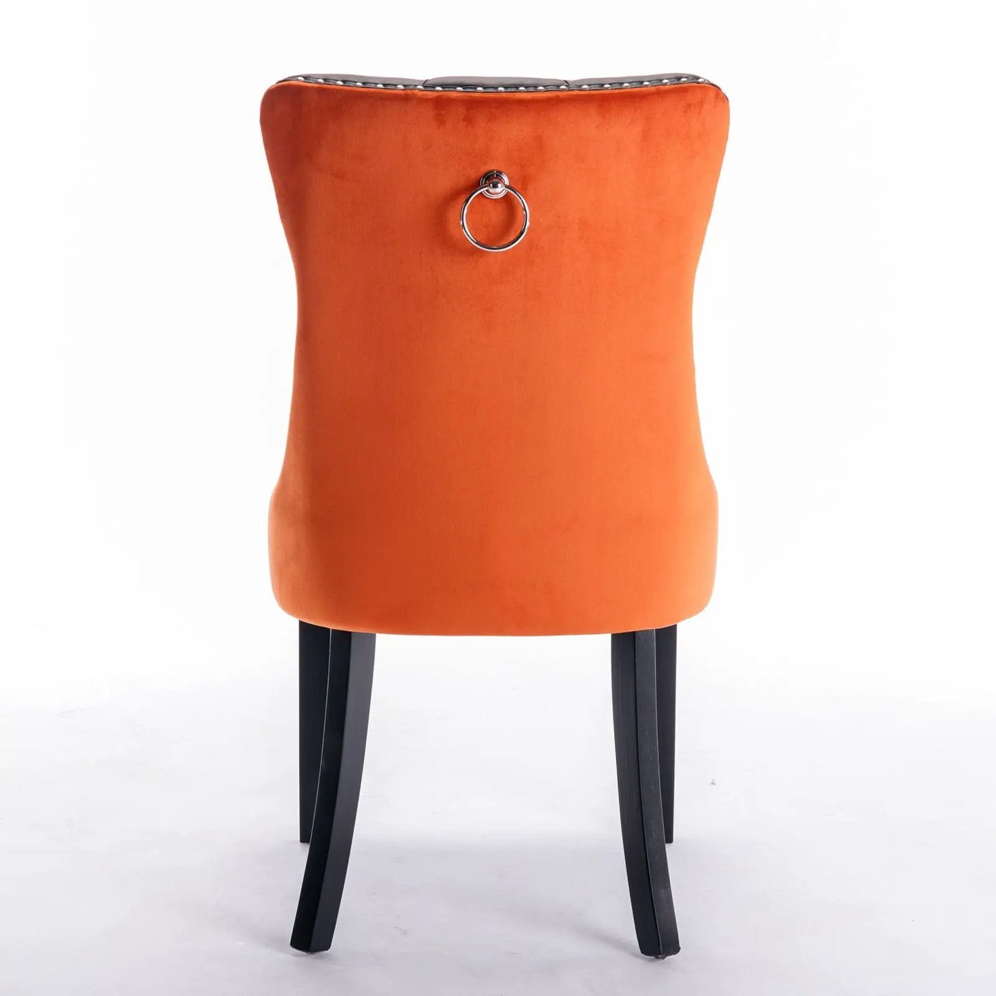 Nikki Modern Upholstered Dining Chair orange velvet with ring-back, set of 2 on Tampa Home & Garden Store