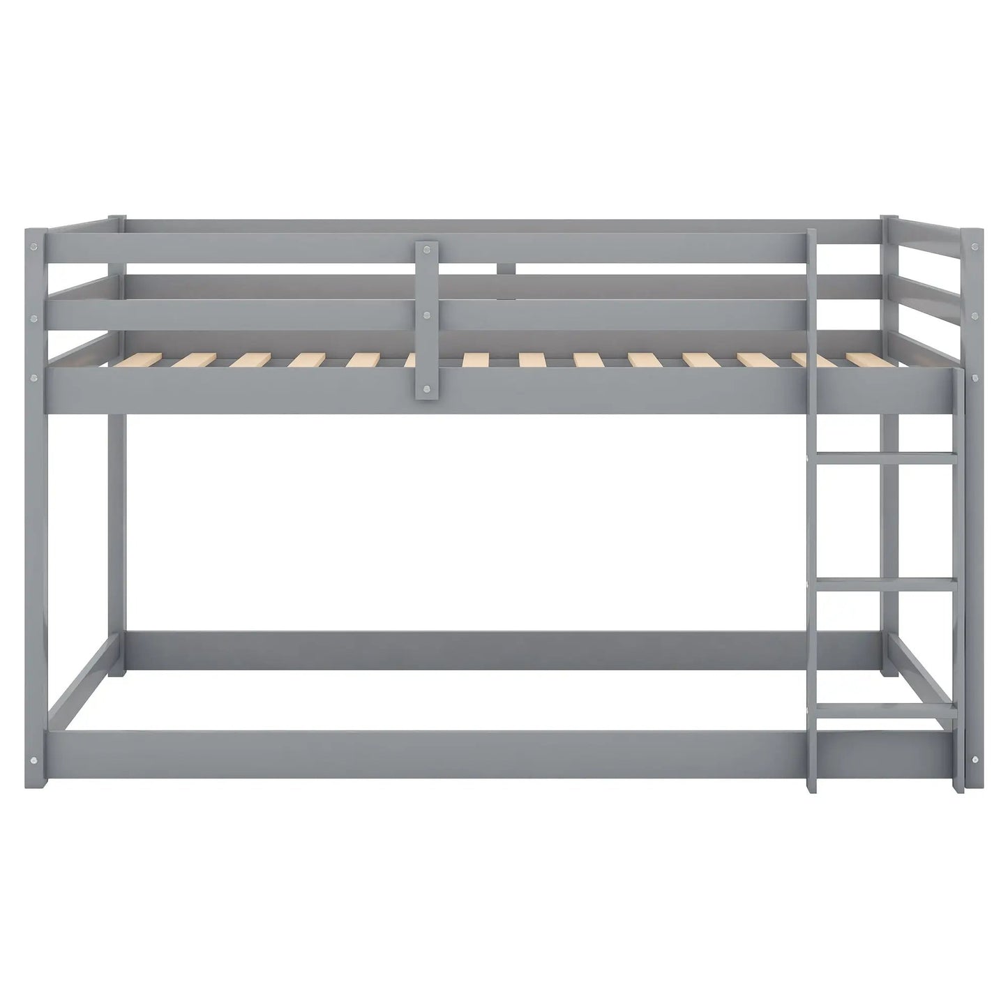 Durable Solid Wood Floor Bunk Bed With Ladder