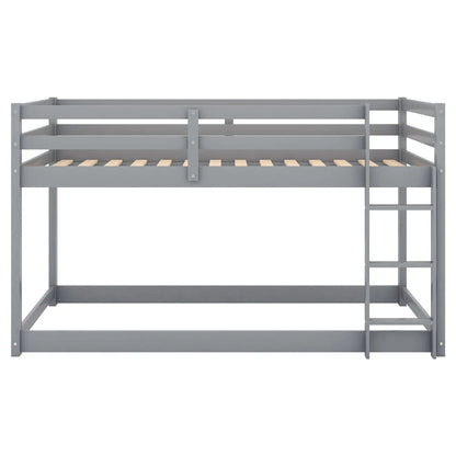 Durable Solid Wood Floor Bunk Bed With Ladder