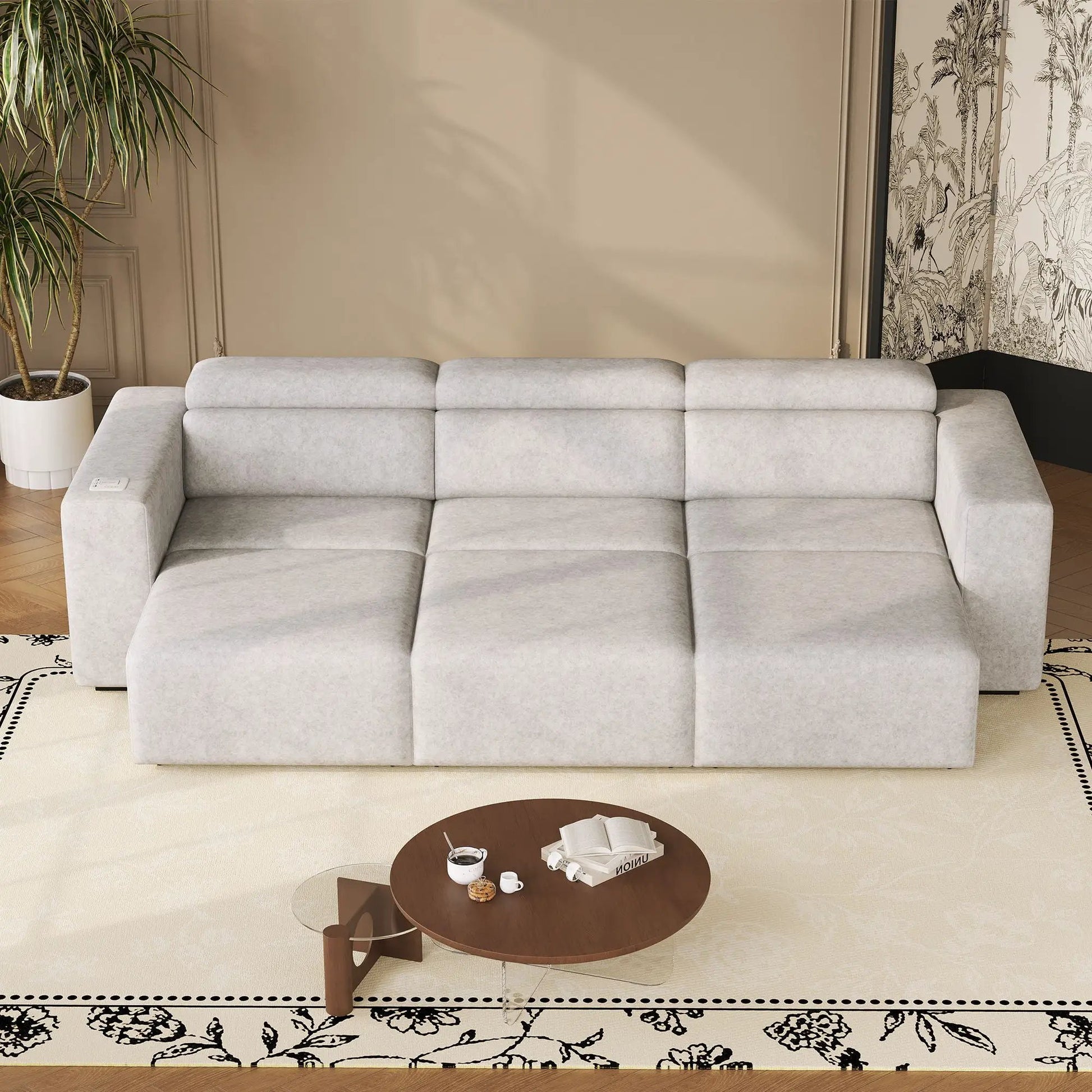 3-Seater Power Recliner Sofa gray with wireless charging and remote by Unique Piece Furniture on Tampa Home & Garden Store