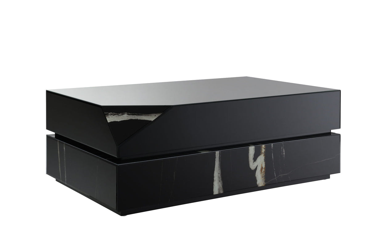 Mirrored coffee table with tempered glass top in black gloss finish HouseOfZazla on Tampa Home & Garden Store