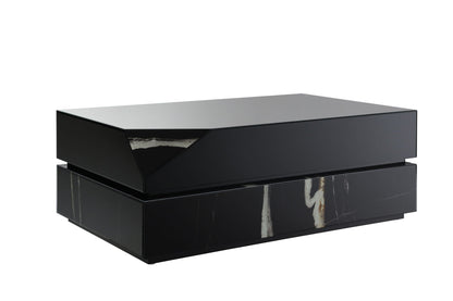 Mirrored coffee table with tempered glass top in black gloss finish HouseOfZazla on Tampa Home & Garden Store