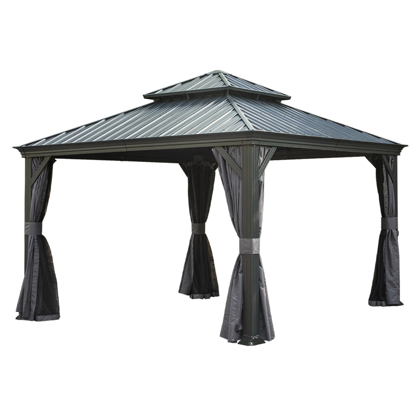 13x13ft Outdoor Hardtop Gazebo With Steel Roof