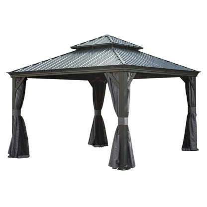 13x13ft Outdoor Hardtop Gazebo With Steel Roof