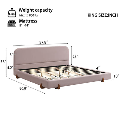 Elegant upholstered bed frame with pale pink headboard by HouseOfZazla, king size on Tampa Home & Garden Store