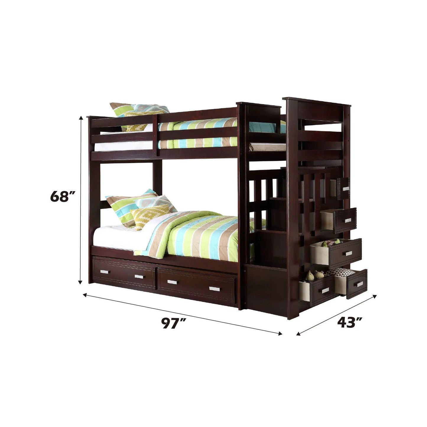Allentown Espresso Twin Bunk Bed with Trundle