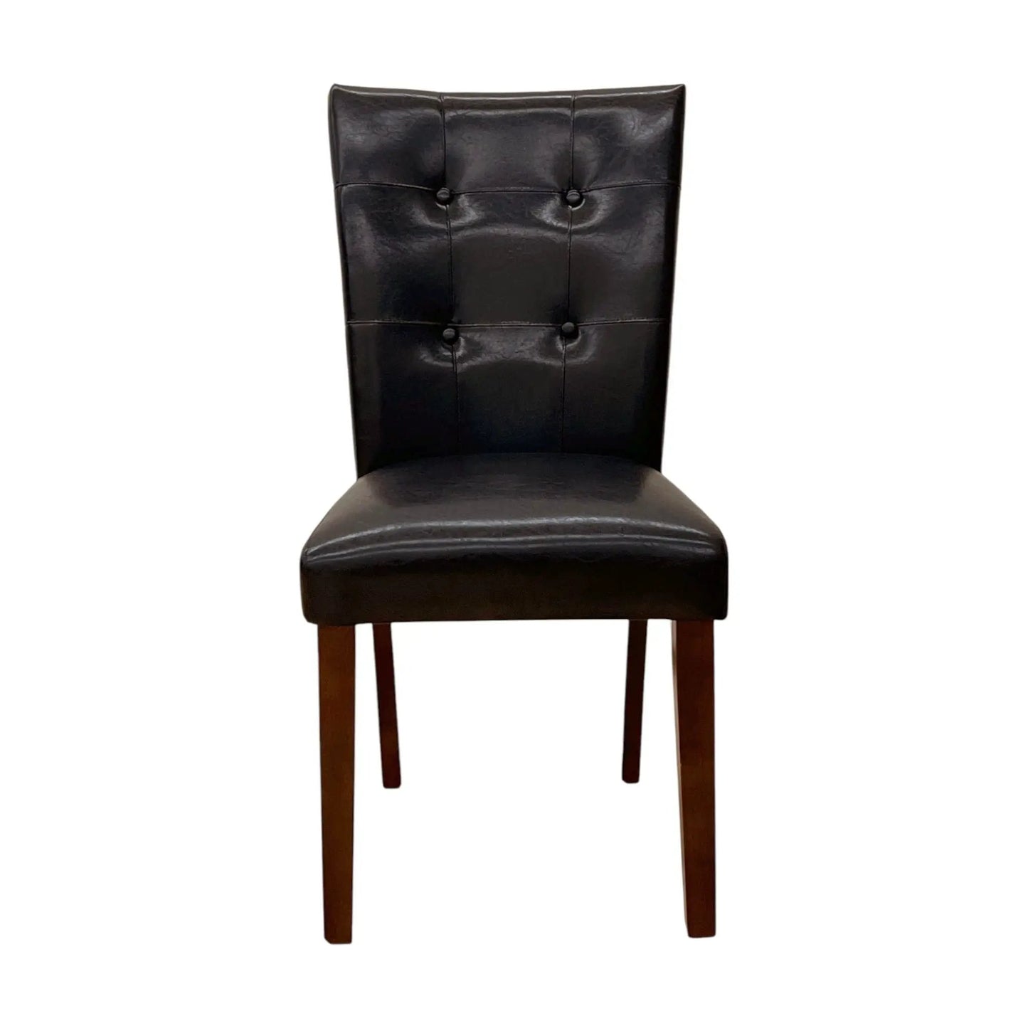 Britney synthetic leather side chair brown walnut, tufted back, wood legs on Tampa Home & Garden Store