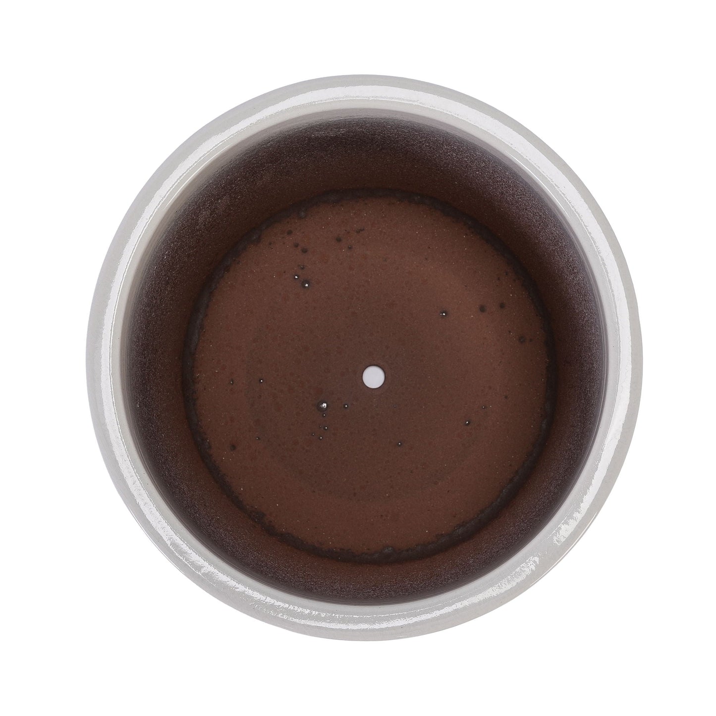 Ceramic flowerpot planter, brown glazed interior with white rim, HouseOfZazla on Tampa Home & Garden Store