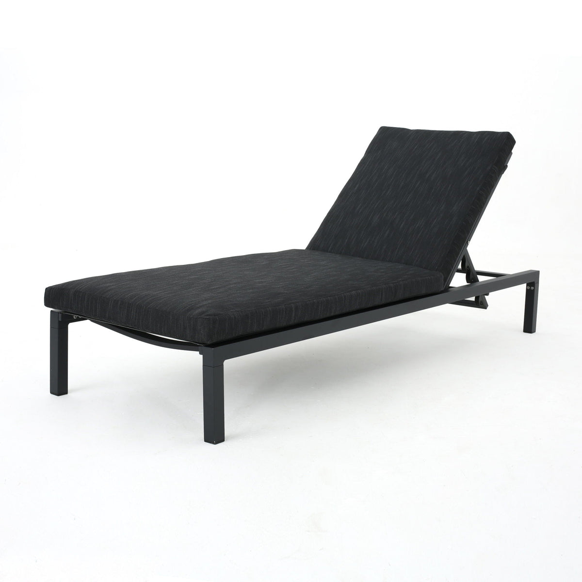 Modern Chaise Lounge with dark gray water-resistant cushions, black metal frame by HouseOfZazla on Tampa Home & Garden Store